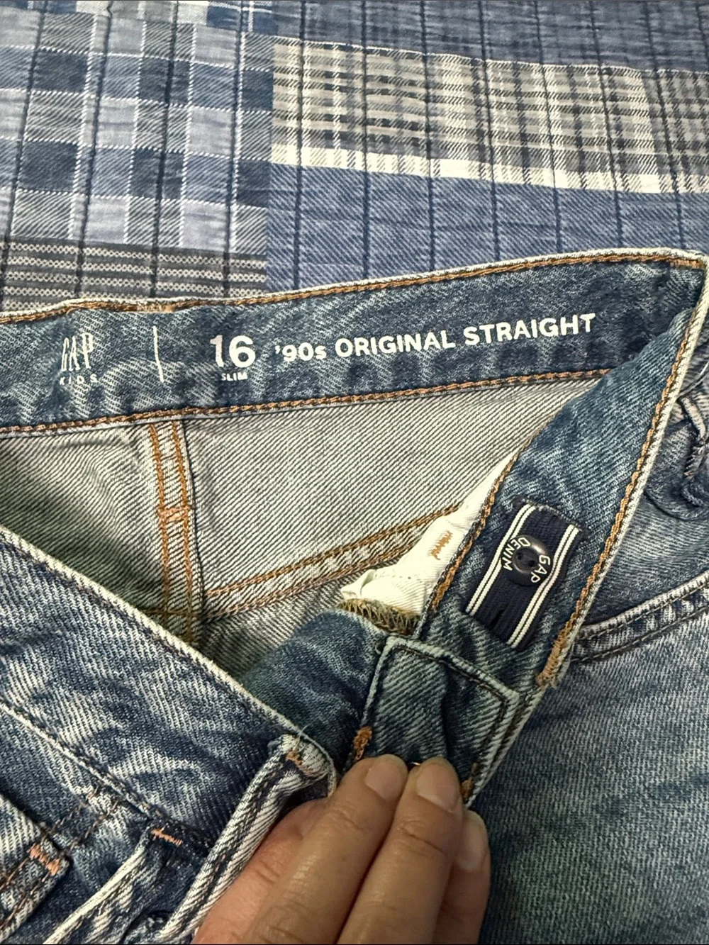 Gap boys 16 slim 90s original straight Blue Distressed Straight Jeans N W T